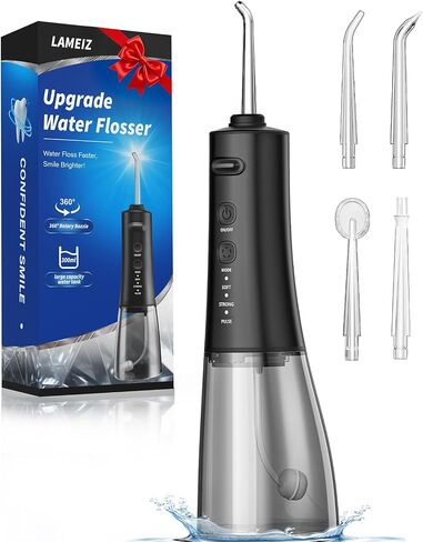 Water Flosser, 300ML Portable Cordless Water Dental Flossers for Teeth Deep Cleaning, IPX7 Waterproof Rechargeable Electric Oral Irrigator Teeth Pick for Travel Home Use and Braces Care in Kuwait