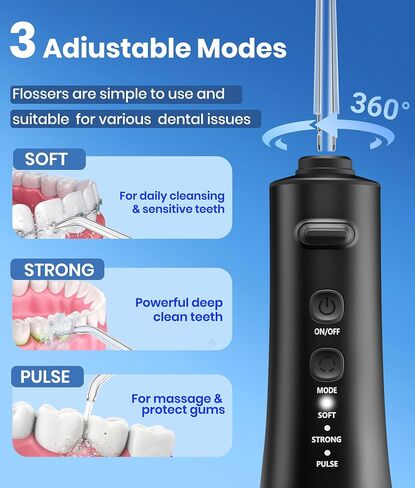 Water Flosser, 300ML Portable Cordless Water Dental Flossers for Teeth Deep Cleaning, IPX7 Waterproof Rechargeable Electric Oral Irrigator Teeth Pick for Travel Home Use and Braces Care in Kuwait