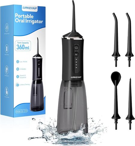 LINKEVAP Water Flosser for Teeth Pick,360ML Rechargeable Travel Oral Irrigator Cleaner,IPX7 Waterproof Daily Dental Care Machine for Home (Pink) in Saudi Arabia