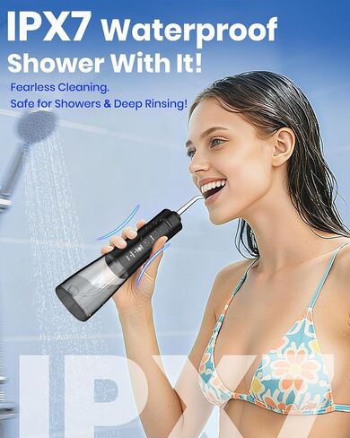Water Flosser, 300ML Portable Cordless Water Dental Flossers for Teeth Deep Cleaning, IPX7 Waterproof Rechargeable Electric Oral Irrigator Teeth Pick for Travel Home Use and Braces Care in Kuwait