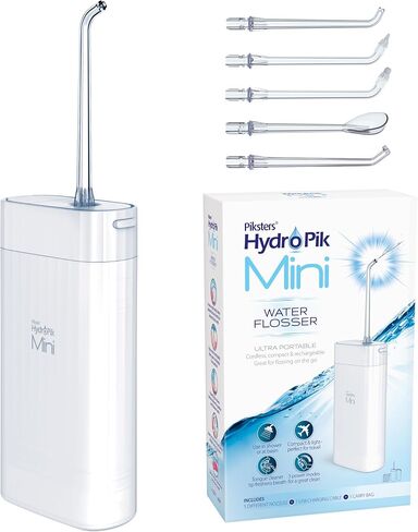 Piksters HydroPik Water Flosser 350ml– Portable Cordless Oral Irrigator with USB-C Charging, 3 Pressure Modes & 4 Tips, Compact & Lightweight for On-The-Go Dental Care (Black - 350ml) in Kuwait