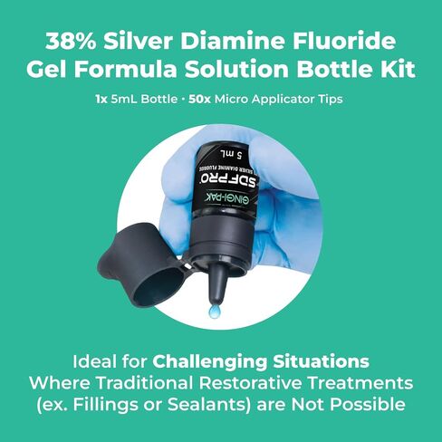 SDF Pro 38% Silver Diamine Fluoride Solution Bottle Kit: 1x 5mL Bottle and 50 x Micro Applicator Tips in Kuwait