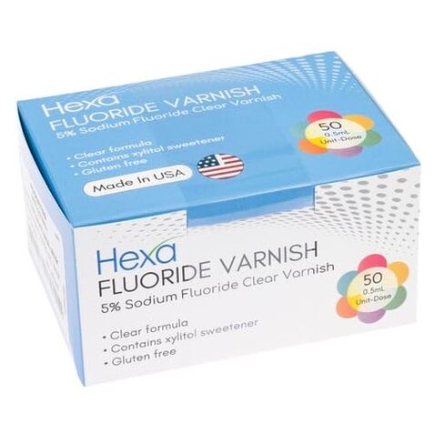 HV-4001 هيكسا 5% فلوريد الصوديوم ورنيش شفاف بالنعناع جرعة وحدة 50/Bx 0.5 مل in Kuwait