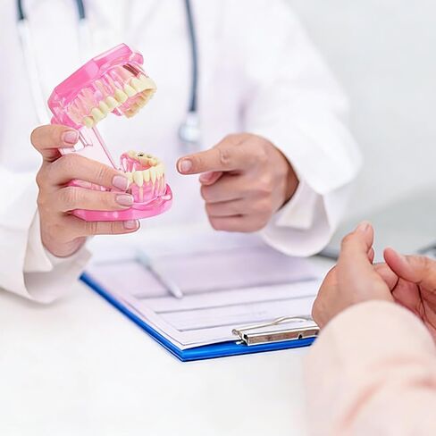 ZENFUN Disease Teeth Model with Dental Implant Bridge, Dental Model for Patient and Dental Student Education, Teeth Typodonts Analysis Demonstration Teeth Model Standard Size (Pink) in Kuwait