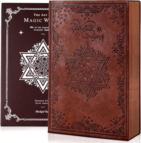مجلة مبطنة للرجال تغطية ناعمة دفتر مينس مجلة Mens للكتابة ، 180 Lay Flat Vintage Journaling Notebooks Hexagram دفتر شخصي ، 5.7 'x 8.3' ، براون in Kuwait