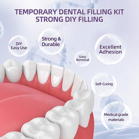 Tooth Repair Kit, Zinc Oxide Eugenol Cement for Cavities Filling, Dental Care Kit for Broken, Chipped or Missing Teeth, Temporary and Permanent Tooth Filling and Crown Fixing at Home in Kuwait