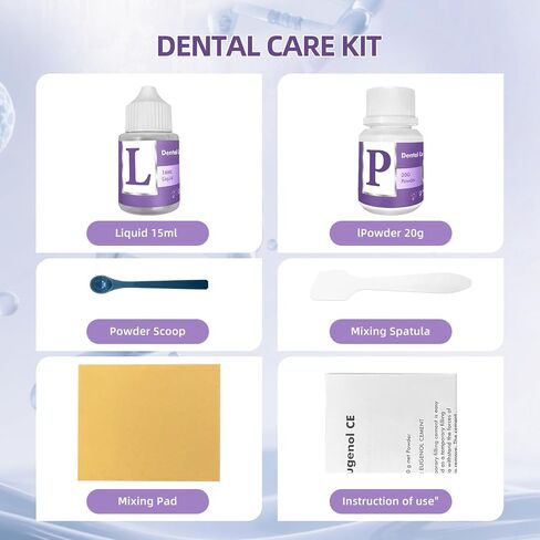 Tooth Repair Kit, Zinc Oxide Eugenol Cement for Cavities Filling, Dental Care Kit for Broken, Chipped or Missing Teeth, Temporary and Permanent Tooth Filling and Crown Fixing at Home in Kuwait