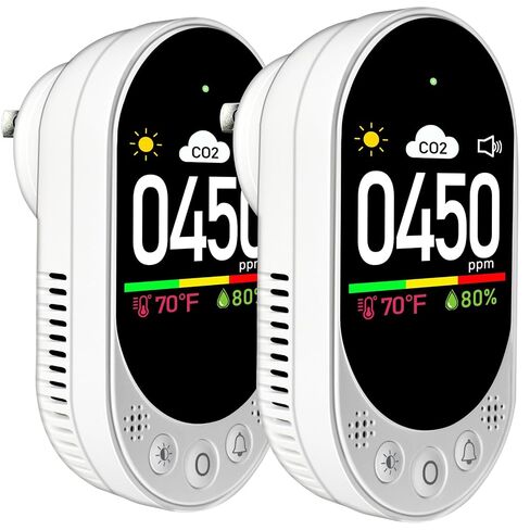LSENLTY Upgraded CO2 Detector Plug in Wall Design,3 in 1 Air Quality Detector(Temp, Humidity and CO2 Value), High Accuracy Air Quality Monitor with Threshold Reminder and Manual Calibration for Home in Kuwait