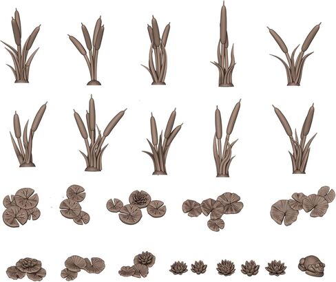 AK RESIN AKBIT0024 WATER LILIES & CATTAILS (24 Pieces) in Kuwait