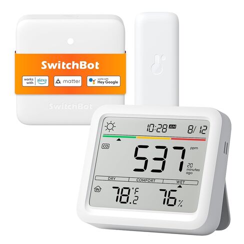 SwitchBot CO2 Detector, Air Quality Monitor Indoor, CO2 Monitor for CO2/TEMP/Humidity, Portable Carbon Dioxide Detector for Home/Car/Office/Greenhouse in Kuwait