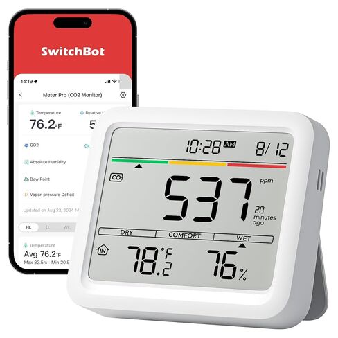SwitchBot CO2 Detector, Air Quality Monitor Indoor, CO2 Monitor for CO2/TEMP/Humidity, Portable Carbon Dioxide Detector for Home/Car/Office/Greenhouse in Saudi Arabia