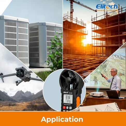 Elitech ANE-200W HVAC Anemometer, Air Flow & Temp Meter with Bluetooth | Temperature Measurement, USB Data Export, Air Flow CFM/CMM Measurement, Drone Flights & HVAC Use in Kuwait