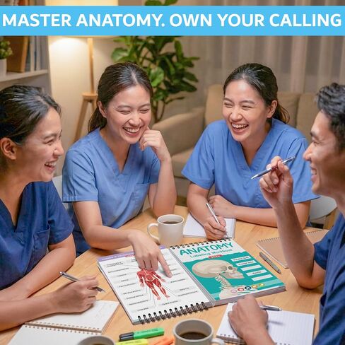Bloomost Anatomy Labeling Workbook Dry Erase - Reusable 198-Page Human Anatomy Label Book for Nursing & Medical Students - Body Systems Study Guide with Answer Keys in Kuwait