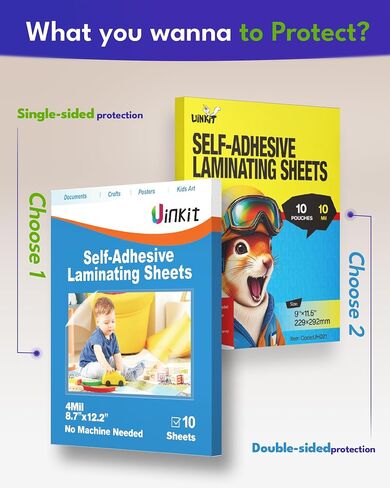 Uinkit 4mil Thicker Self-Adhesive Laminating Sheets, 10Pack Letter Size 8.5x11" - Peel & Stick, No Heat Needed - Dry-Erase Friendly Surface for Reusable Documents, Kids Art, Posters & Crafts | Uinkit 4mil Self-Adhesive Laminating Sheets - Dry-Erase Friend in Kuwait