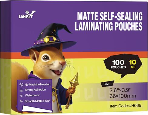 Uinkit 50Pack Business Card Laminating Pouches, 10Mil Thick Double-Sided Seal for 2.6x3.9" Cards, Bulk Waterproof for Employee ID Badges, Loyalty & Membership Cards, No Machine Needed in Saudi Arabia