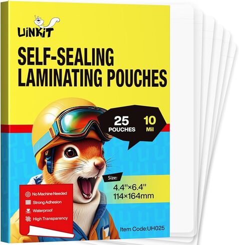 Uinkit 50Pack Business Card Laminating Pouches, 10Mil Thick Double-Sided Seal for 2.6x3.9" Cards, Bulk Waterproof for Employee ID Badges, Loyalty & Membership Cards, No Machine Needed in Saudi Arabia