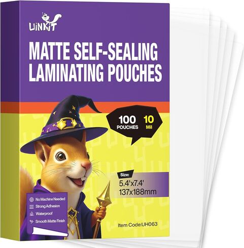 Uinkit 50Pack Business Card Laminating Pouches, 10Mil Thick Double-Sided Seal for 2.6x3.9" Cards, Bulk Waterproof for Employee ID Badges, Loyalty & Membership Cards, No Machine Needed in Saudi Arabia