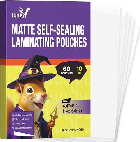 Uinkit 50Pack Business Card Laminating Pouches, 10Mil Thick Double-Sided Seal for 2.6x3.9" Cards, Bulk Waterproof for Employee ID Badges, Loyalty & Membership Cards, No Machine Needed in Saudi Arabia