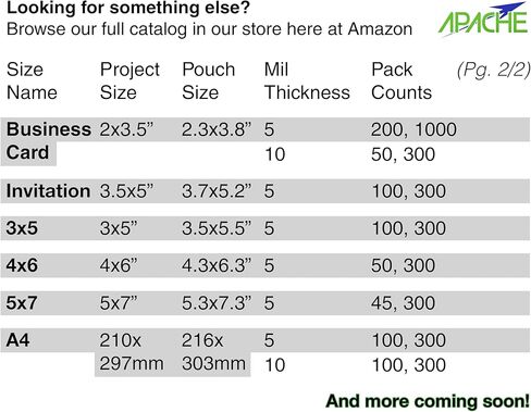 Apache Map Size Laminating Pouches, 5 Mil, 200 Pack, 18 x 24 Inch Pouch Size Laminating Sheets, Thermal Laminator Compatible, Super Clear, Round Corners in Kuwait