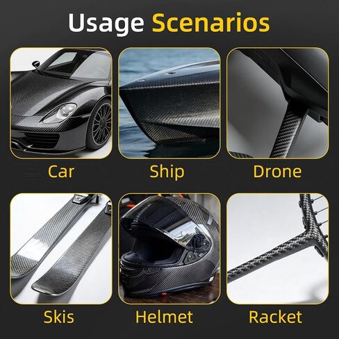 13 Pcs Carbon Fiber Repair Set 60" x 12" Carbon Fabric Fiber Cloth Roll 3pcs Fiberglass Resin Bubble Roll Tools 8oz Epoxy Resin & Hardener Measuring Cups Sticks Gloves for Cars Bike Boat in Kuwait