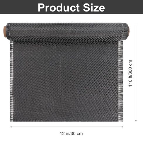 10ft x 12in Carbon Fiber Fabric Roll Black Carbon Fiber Sheet 2 x 2 Twill Weave 3k/220g Carbon Fiber Wrap for Cars Structural Reinforcement on Concrete Wall Basement Boat Repair(1 Roll) in Kuwait