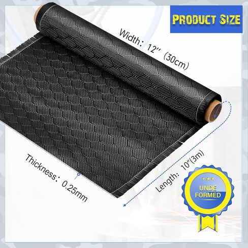 VitalCozy 10Ft x 12" Bee Hive Carbon Fiber Fabric Roll Sheet Carbon Fiber Cloth 2x2 Twill Weave 3k/ 220g Honeycomb Sheet for Car Structural Reinforcement Concrete Wall Boat Repair DIY Project in Kuwait
