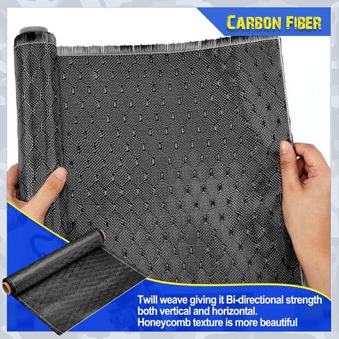 VitalCozy 10Ft x 12" Bee Hive Carbon Fiber Fabric Roll Sheet Carbon Fiber Cloth 2x2 Twill Weave 3k/ 220g Honeycomb Sheet for Car Structural Reinforcement Concrete Wall Boat Repair DIY Project in Kuwait