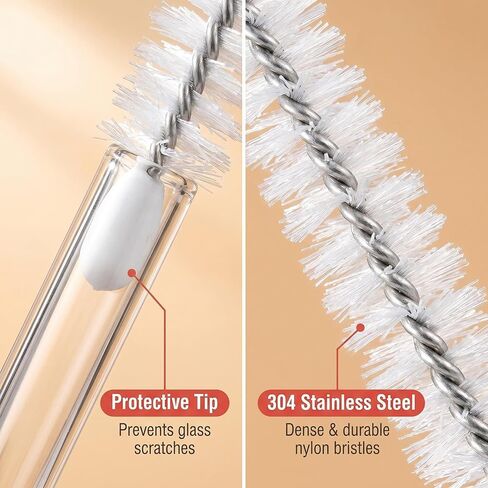 2 Pack Straw Cleaner Brush, Reusable Metal Handles Straw Cleaner Brush Extra Long for Stanley Mug 40, 30, 20 oz, 10mm Wide for Sippy Cup, Water Bottle and Tubes (Clear+Clear) in Kuwait