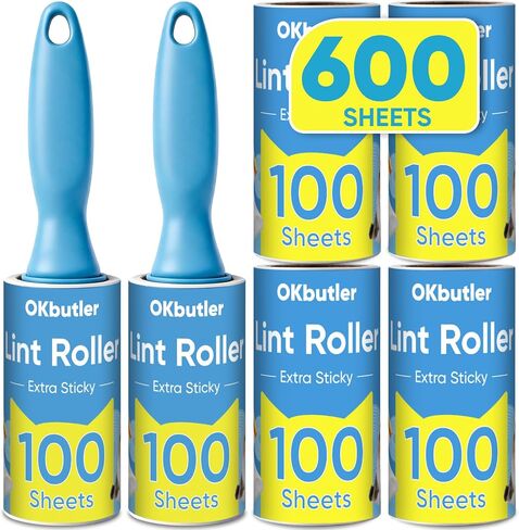 600 Sheets Lint Roller for Pet Hair, Lint Remover, Extra Sticky with Spiral Easy Tear & Ergonomic Handle, Multipurpose for Clothes, Furniture, Carpet & Car Seats in Kuwait