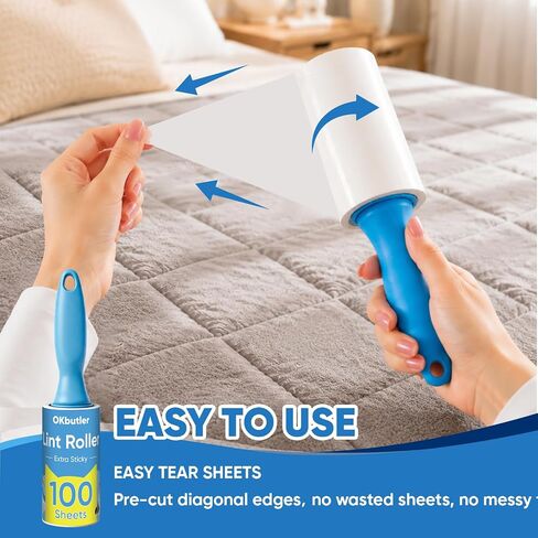 600 Sheets Lint Roller for Pet Hair, Lint Remover, Extra Sticky with Spiral Easy Tear & Ergonomic Handle, Multipurpose for Clothes, Furniture, Carpet & Car Seats in Kuwait