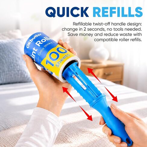 600 Sheets Lint Roller for Pet Hair, Lint Remover, Extra Sticky with Spiral Easy Tear & Ergonomic Handle, Multipurpose for Clothes, Furniture, Carpet & Car Seats in Kuwait