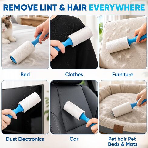 600 Sheets Lint Roller for Pet Hair, Lint Remover, Extra Sticky with Spiral Easy Tear & Ergonomic Handle, Multipurpose for Clothes, Furniture, Carpet & Car Seats in Kuwait