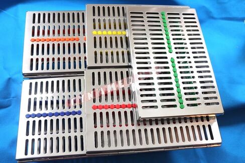 German Stainless 5 Dental Sterilization Cassette Rack Tray Box for 20 Instruments Set of 5 Color in Kuwait