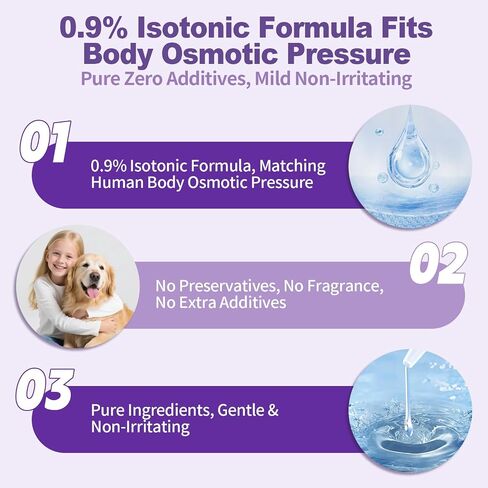 Saline Solution 0.9% Sodium Chloride, 5ml Single-Use Vials (30 Pack), Gentle Cleansing for Nose, Eyes, Ears & Skin, for Babies, Kids & Adults in Kuwait
