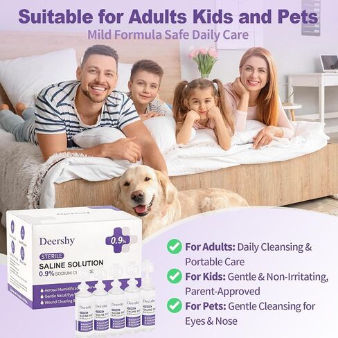 Saline Solution 0.9% Sodium Chloride, 5ml Single-Use Vials (30 Pack), Gentle Cleansing for Nose, Eyes, Ears & Skin, for Babies, Kids & Adults in Kuwait
