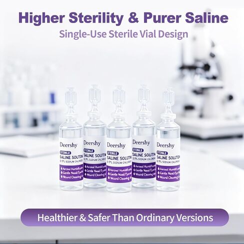 Saline Solution 0.9% Sodium Chloride, 5ml Single-Use Vials (30 Pack), Gentle Cleansing for Nose, Eyes, Ears & Skin, for Babies, Kids & Adults in Kuwait