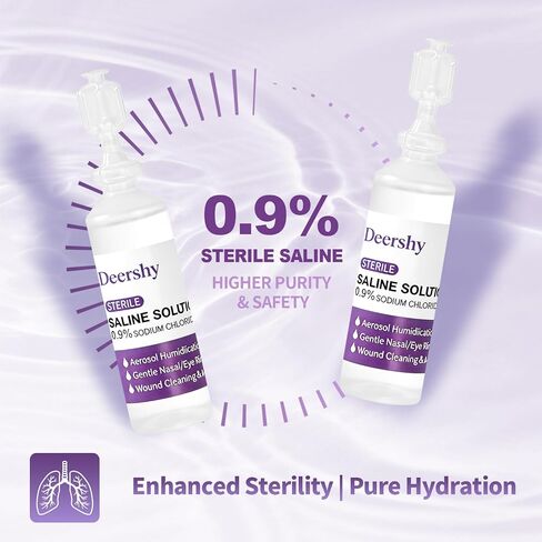 Saline Solution 0.9% Sodium Chloride, 5ml Single-Use Vials (30 Pack), Gentle Cleansing for Nose, Eyes, Ears & Skin, for Babies, Kids & Adults in Kuwait