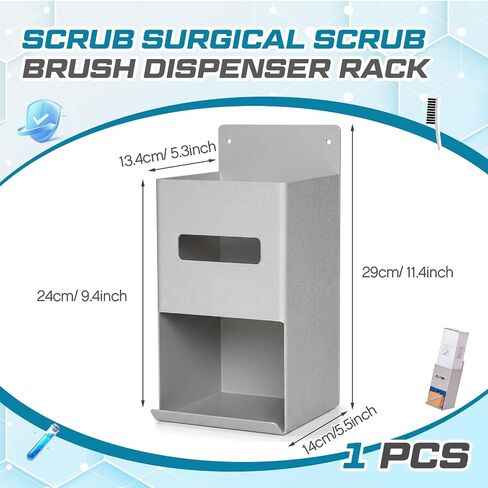 Surgical Scrub Brush Dispenser Rack, Medical Wall Mount Stainless Steel Holder with Observation Window and Screws Rust Proof Simple Install Operating Room Medical Station, Gray, 11.4×5.5 in in Kuwait