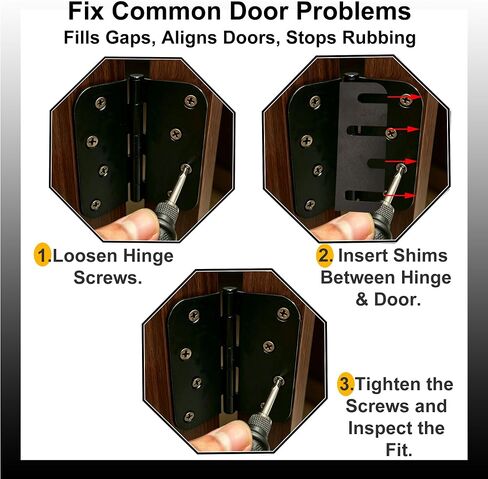 14 Pack 4" Offset Door Hinge Shims PC Spacer Fix Sagging Door | Rigid PC won't compress, Fix sagging & rubbing doors, No door removal needed, 14 shims for 2-3 doors, Fits 3.5" and 4" hinges in Kuwait