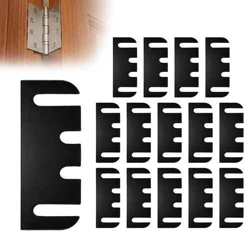 15 Pack Door Hinge Shims, 4 Inch Door Hinge Spacer Kit, Precut Polycarbonate (PC) Black Hinge Shims with DIY Trimmable for Door Alignment & Repair, Filling Gaps, 1.2mm / 0.05" Thickness in Kuwait