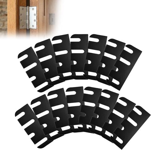15 Pack Door Hinge Shims, 4 Inch Door Hinge Spacer Kit, Precut Polycarbonate (PC) Black Hinge Shims with DIY Trimmable for Door Alignment & Repair, Filling Gaps, 1.2mm / 0.05" Thickness in Kuwait