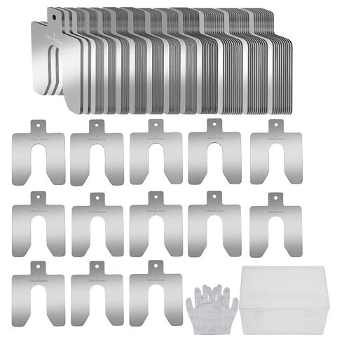 130 PCS Size B 3" x 3" Slotted Shims Kit, 304 Stainless Steel Slotted Shim Kit with Storage Box, Precision Laser-Cut Alignment Metal Shims for Leveling Machinist Tools in Kuwait