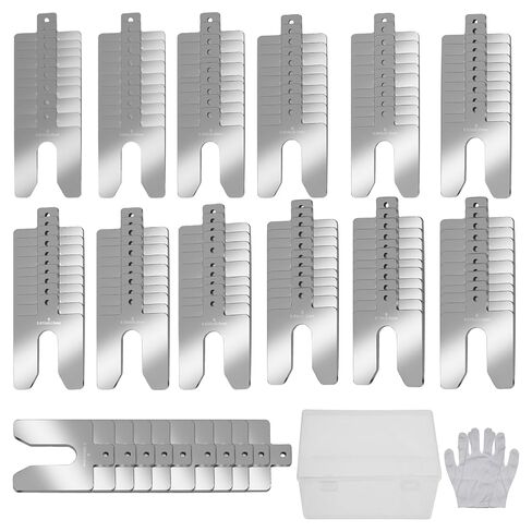 130 PCS Size B 3" x 3" Slotted Shims Kit, 304 Stainless Steel Slotted Shim Kit with Storage Box, Precision Laser-Cut Alignment Metal Shims for Leveling Machinist Tools in Kuwait
