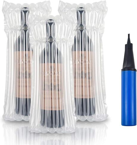 Wine Bottle Protector Bags, LIVEBAY Inflatable Bags for Wine, 50 Pack Inflatable Air Column Cushion Bags with Pump for Safe Transportation of Glass Bottles in Airplane Cushioning in Kuwait