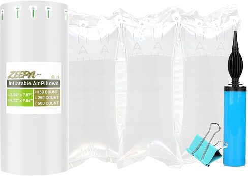 150 Count Packing Air Pillows for Shipping with Pump Inflatable Shipping Supplies Box Filler Alternative to Packing Peanuts for Size 3.54" x 7.87" in Kuwait
