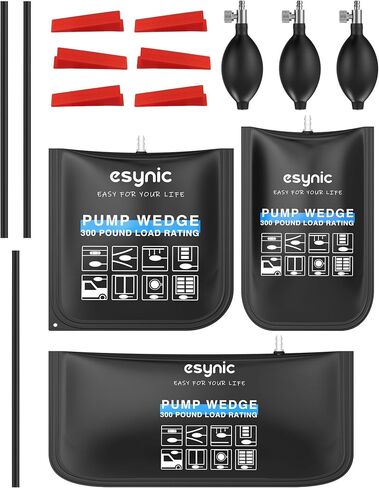 eSynic 3-Pack Durable Air Wedge Bags Kit - 440LB/200KG Heavy Duty Air Bags for Lifting Tool Capacity with Anti-Slip Surface- Includes 6 Durable Wedges for Door/Window/Furniture Installation in Kuwait