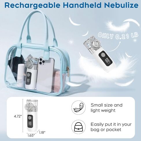 Smart Digital Display Portable Nebulizer for Adults and Kids, Rechargeable with Three Adjustable Mist Levels for Travel and Home Use-0518-NE07B-LUE-B3 in Kuwait
