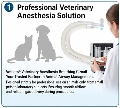 Veterinary Anesthesia Breathing Circuit - Dual Limb Corrugated Tubing with Standard 22mm Connectors & ETCO2 Sampling Port - Professional Animal Ventilator Hose for Veterinary Clinics in Kuwait