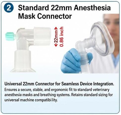 Veterinary Anesthesia Breathing Circuit - Dual Limb Corrugated Tubing with Standard 22mm Connectors & ETCO2 Sampling Port - Professional Animal Ventilator Hose for Veterinary Clinics in Kuwait