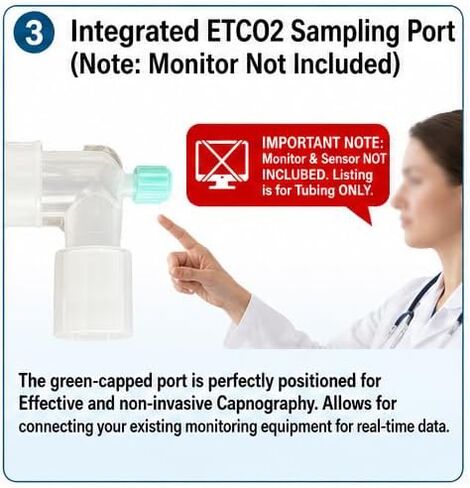 Veterinary Anesthesia Breathing Circuit - Dual Limb Corrugated Tubing with Standard 22mm Connectors & ETCO2 Sampling Port - Professional Animal Ventilator Hose for Veterinary Clinics in Kuwait